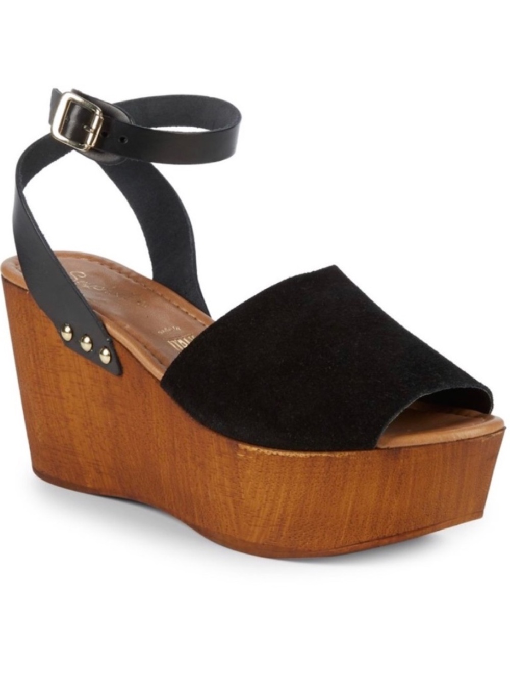 Seychelles Forward Platform Wedges - black suede